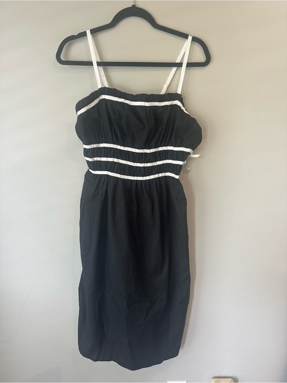 Black Mini Dress with White Trim and Straps